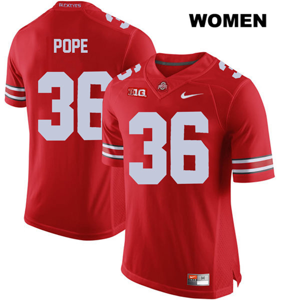 Ohio State Buckeyes Women's K'Vaughan Pope #36 Red Authentic Nike College NCAA Stitched Football Jersey NR19R10IY